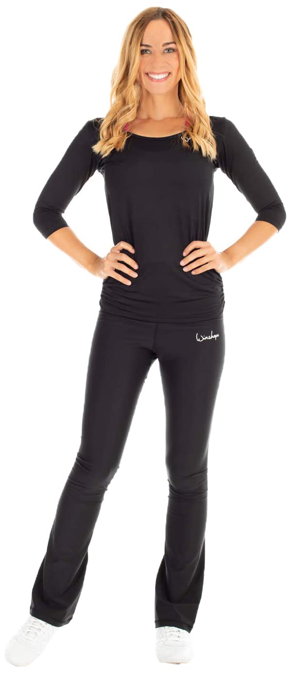 WINSHAPE Damen Functional Boot Cut Leggings High Waist Bchwl102, Schwarz, Slim Style, Fitness Freize