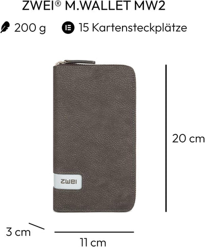 Zwei M.WALLET MW2 nubuk-stone, Nubuk-stone