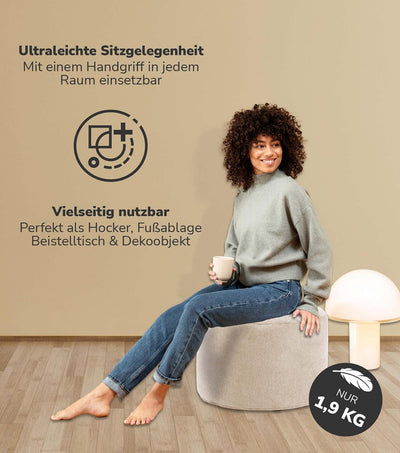 mokebo® Pouf, Hocker o. Bodenkissen 60x40cm 'Der Ruhepouf' Sitzhocker rund & Fusshocker fürs Wohnzim