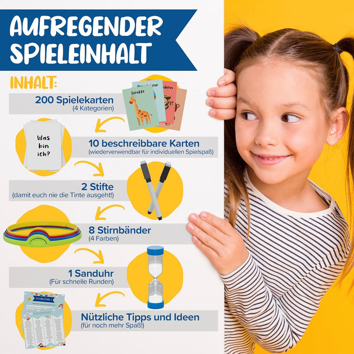 Wer Bin Ich Spiel für Kinder & Familien - Spiel ab 6 Jahre - bis zu 8 Spieler, lustiges was Bin Ich