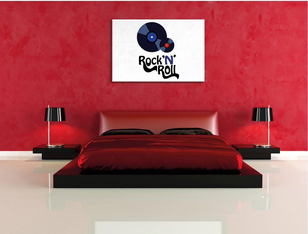 Pixxprint Rock 'n' Roll Schallplatten als Leinwandbild/Grösse: 100x70 / Wandbild/Kunstdruck/fertig b