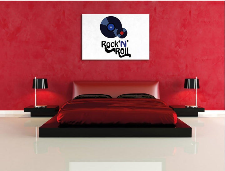 Pixxprint Rock 'n' Roll Schallplatten als Leinwandbild/Grösse: 100x70 / Wandbild/Kunstdruck/fertig b