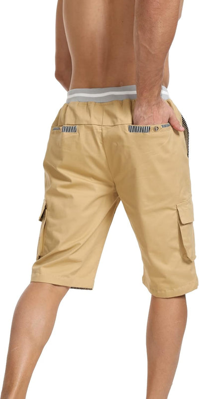 Tansozer Kurze Hosen Herren Shorts Herren Sommer Freizeit mit 6 Taschen S Khaki, S Khaki