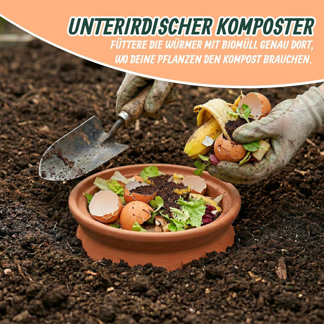 Relaxdays Wurmkomposter zum Eingraben, 5 L, Wurmturm für Küchenabfälle, Deckel, Komposter Garten & B