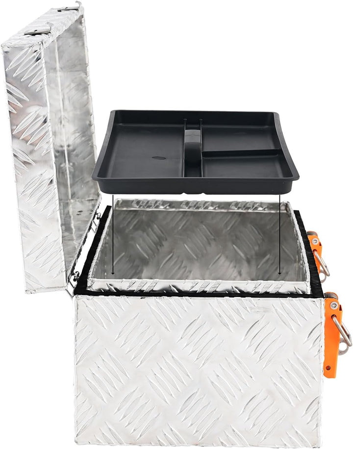 Aluminium Riffelblech Werkzeugbox 1,5mm Stärke - XXL Werkzeugtruhemit Einsatz - 59,5 x 29 x 23,5 cm
