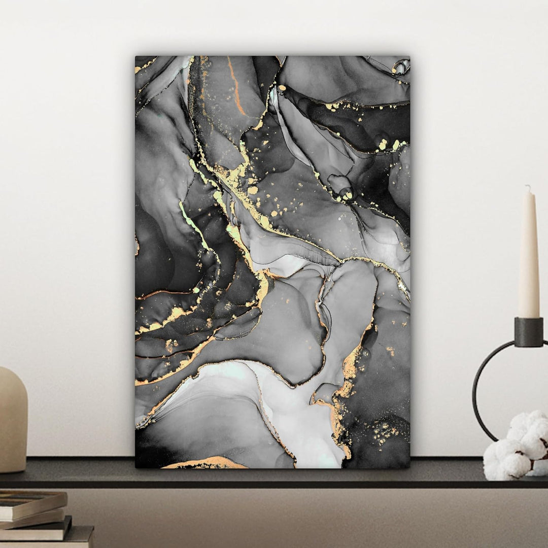 MuchoWow© Wandbilder Klein 20x30 cm Mini Schlafzimmer Home Goldene Deko Wohnung Bild Wohnzimmer Foto