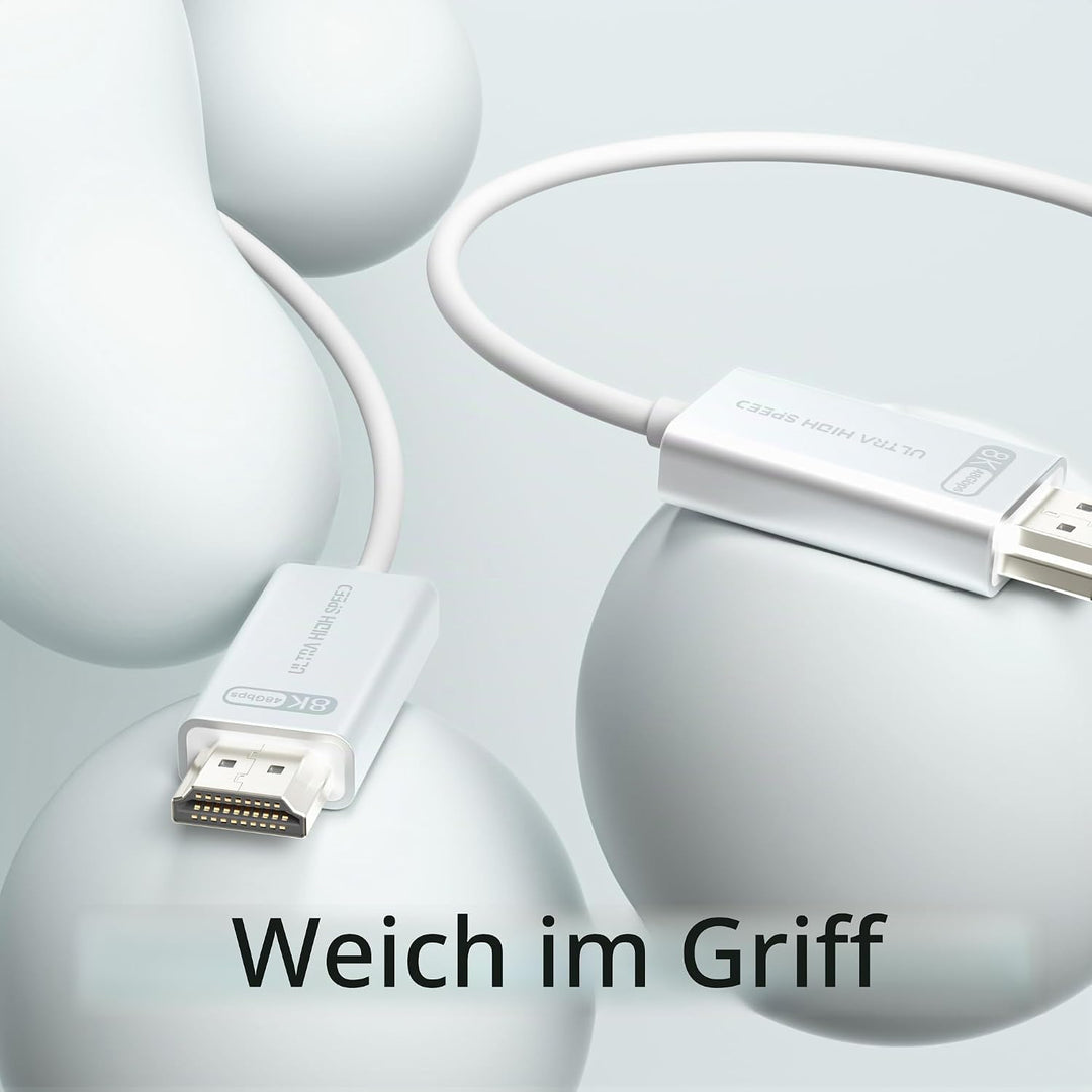 Glasfaser HDMI 2.1 Kabel 1m, 48Gbps Hochgeschwindigkeits-Aktives Optisches HDMI 2.1 Kabel [8K@60Hz,