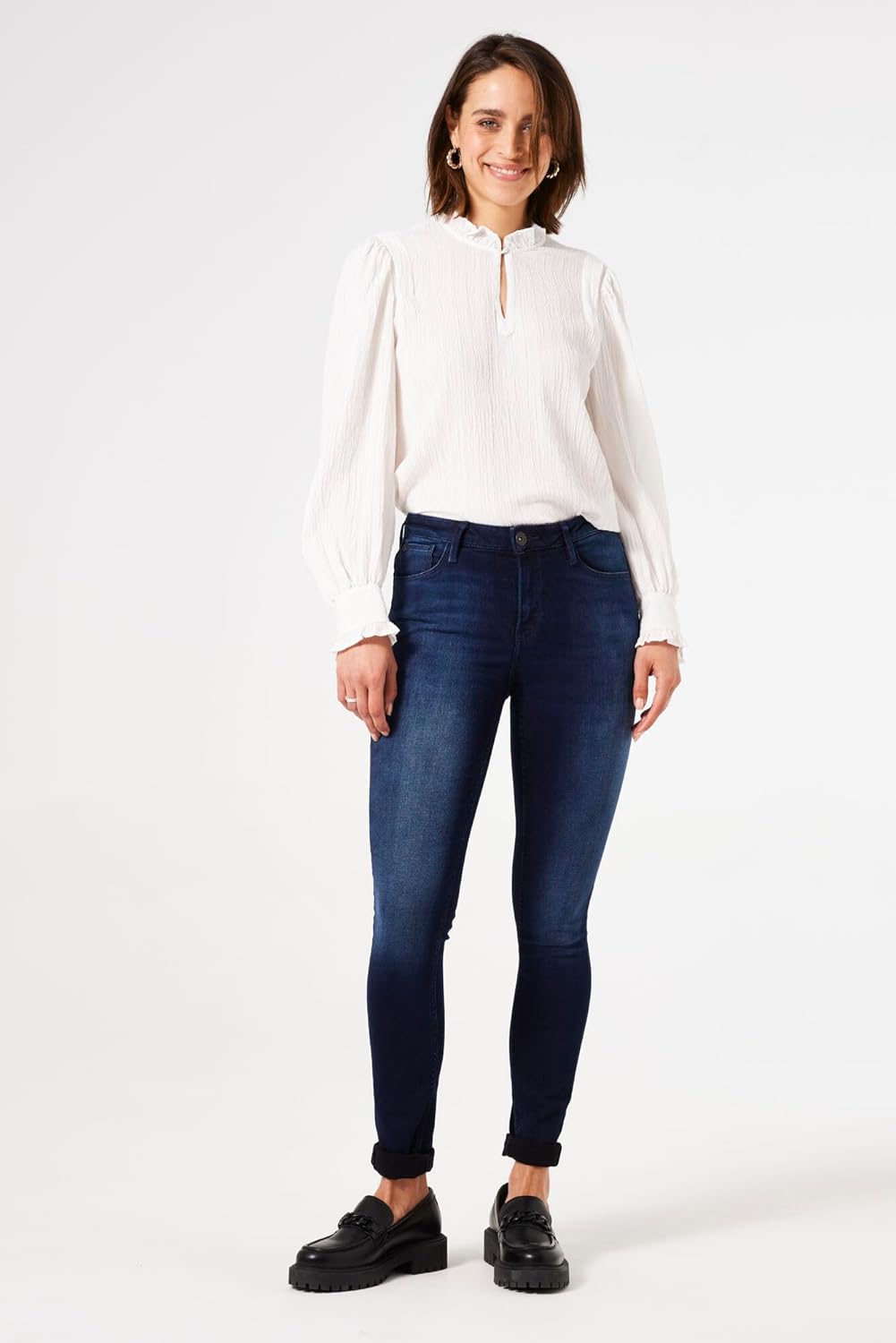 GARCIA Damen Jeans Celia Skinny Fit, Dark Used