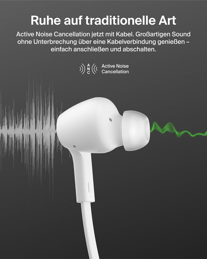 Belkin SoundForm ANC Earphones Wired with USB-C Connector, In-Ear Headphones with Microphone - Earbu