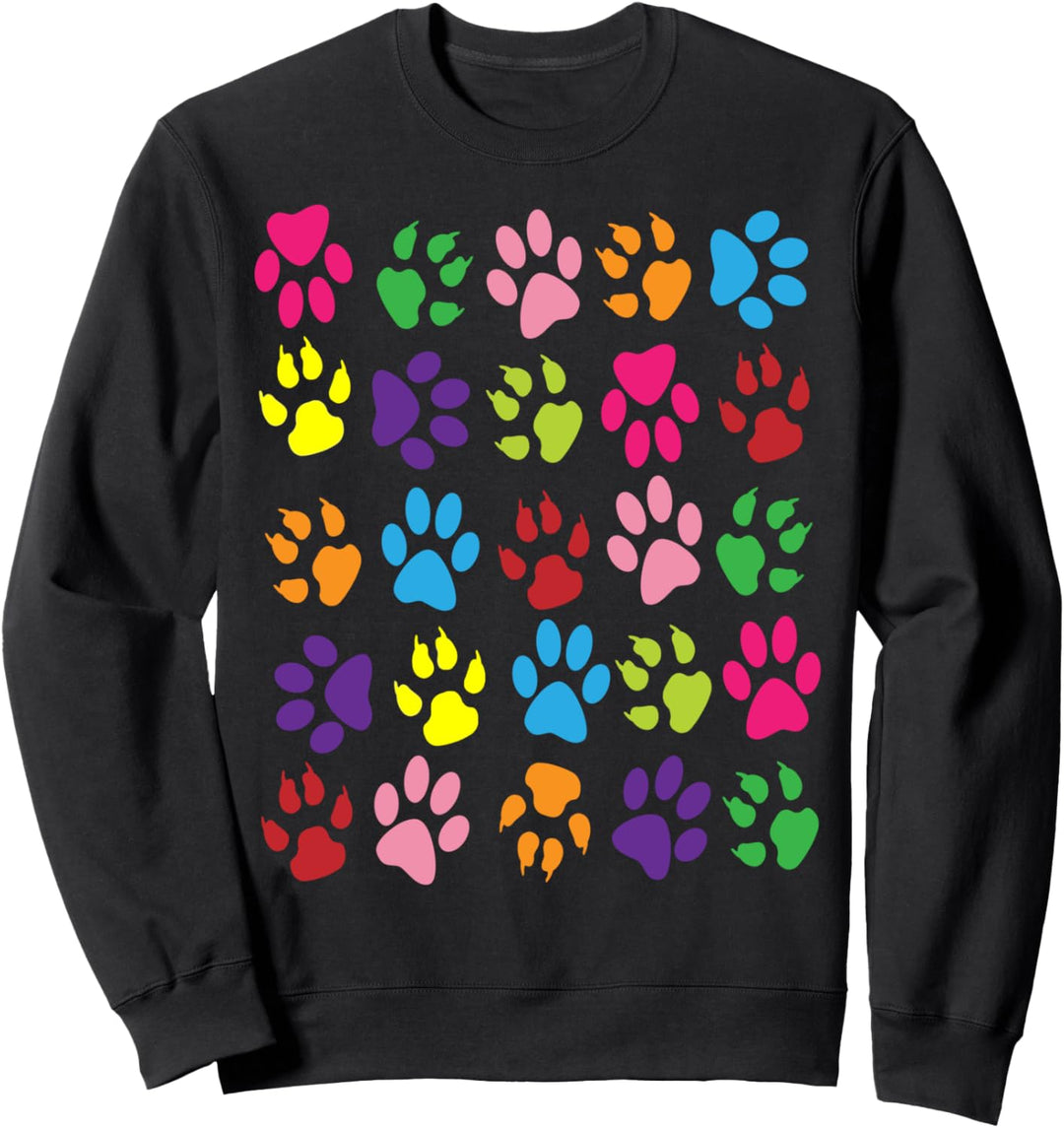 Pfotenabdrücke Hunde Katzen Tiere bunt Sweatshirt