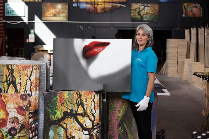 Startonight Leinwandbilder Schwarz und Weiss Rote Lippen, Doppelansicht Überraschung Modernes Dekor