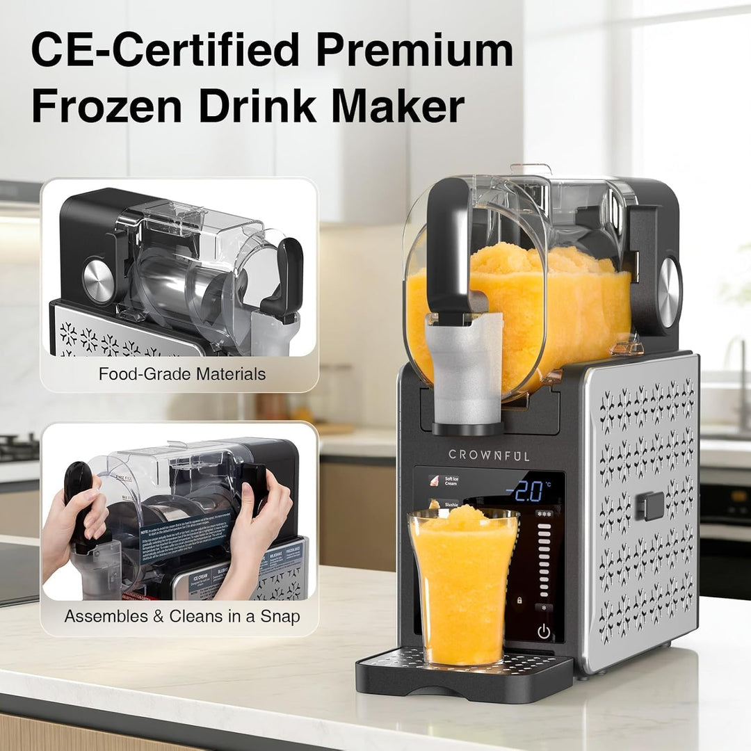 CROWNFUL Slush Maschine für zu Hause 1,9 L Slushie Machine, 6 Programme für Eiscreme, Slush, Eis-Coc