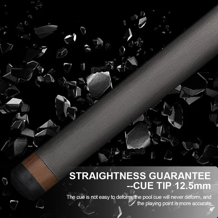 Carbon-Faser Pool Cue 12.5mm,1/2 Billard Queue Billardqueue mit geringer Durchbiegung, Etui-Set mit
