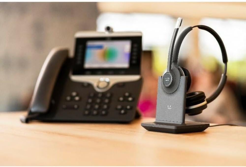 Cisco Systems Headset 522, kabelgebundenes 3,5-mm-Doppel-On-Ear-Headset mit USB-A-Adapter, dunkelgra
