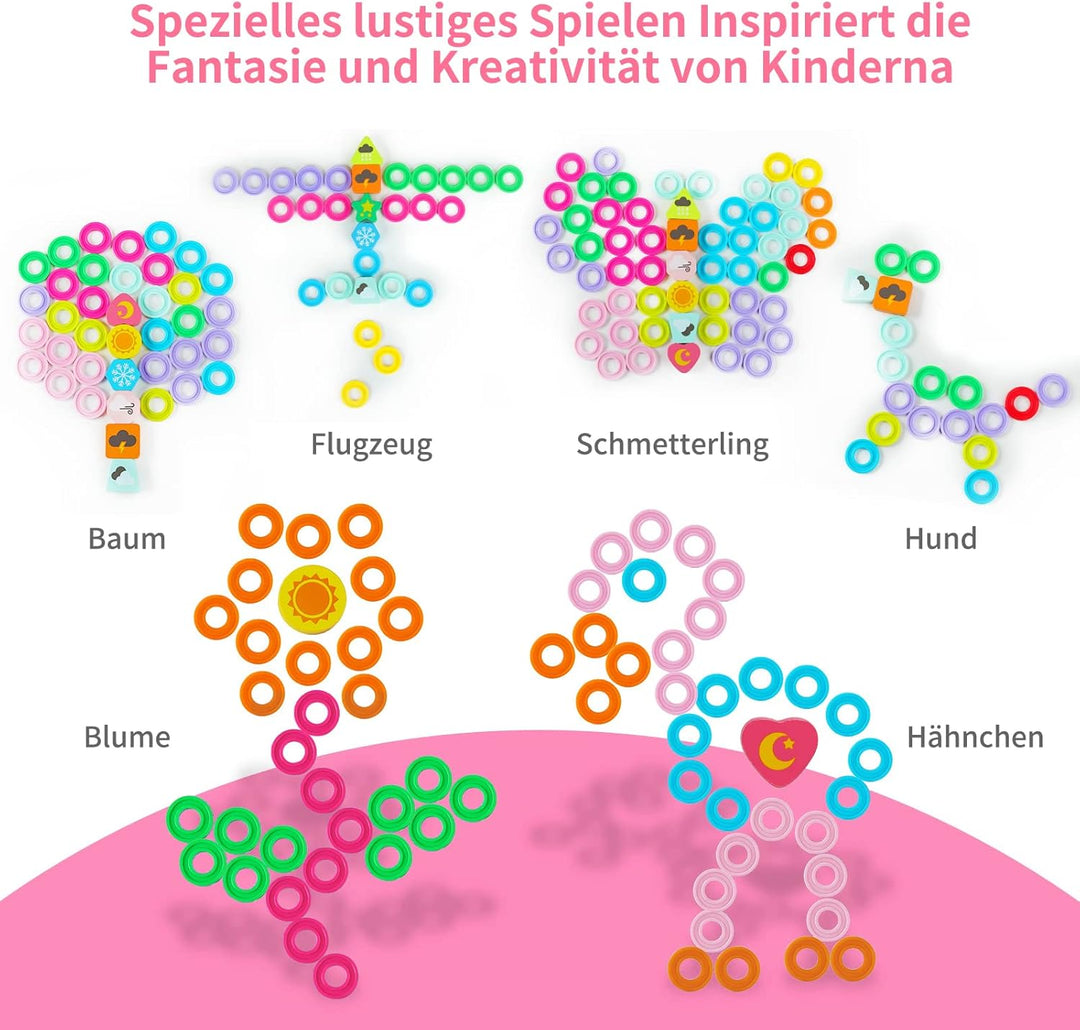 ANPEAC Holzpuzzles mit Lernuhr, Montessori Holz-Puzzle-Spielzeug,Lernspiel Mathematik für Kinder Bab