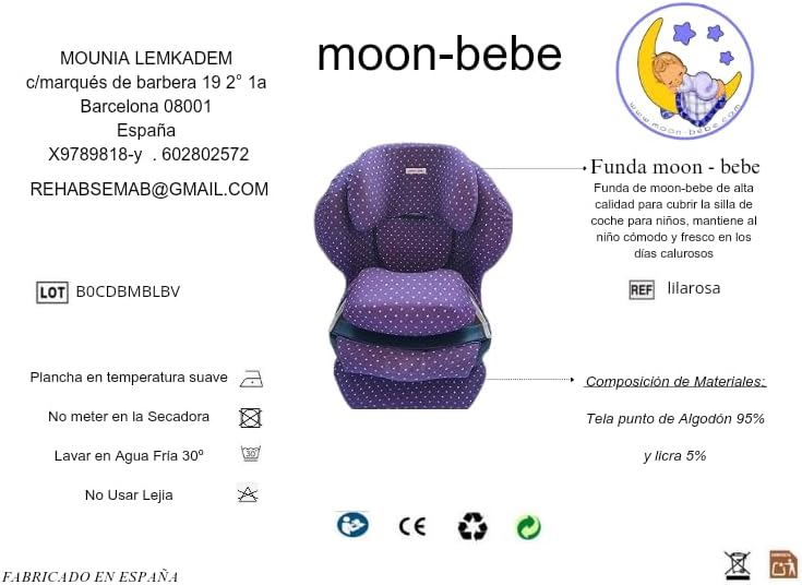 moon-bebe Bezug kompatibel mit Cybex Silver Juno 2-Fix Autositz (Lila), Lila
