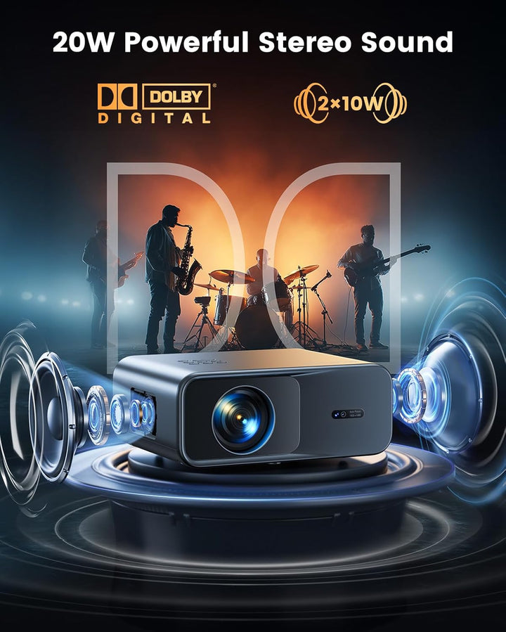 4K Beamer mit Google TV & Netflix/Disney+, Dolby Audio, 1000 ANSI Smart Beamer 4K Autofokus Trapezko