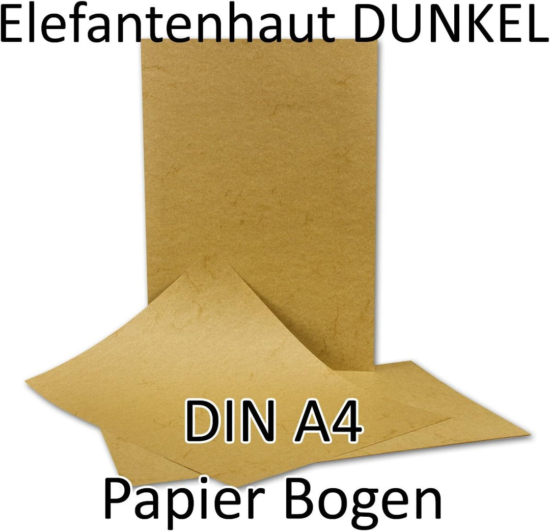 200 Stück DIN A4 Papier Bogen - 21 x 29,7 cm - Elefantenhaut DUNKEL - 110 Gramm/m² - Urkundenpapier