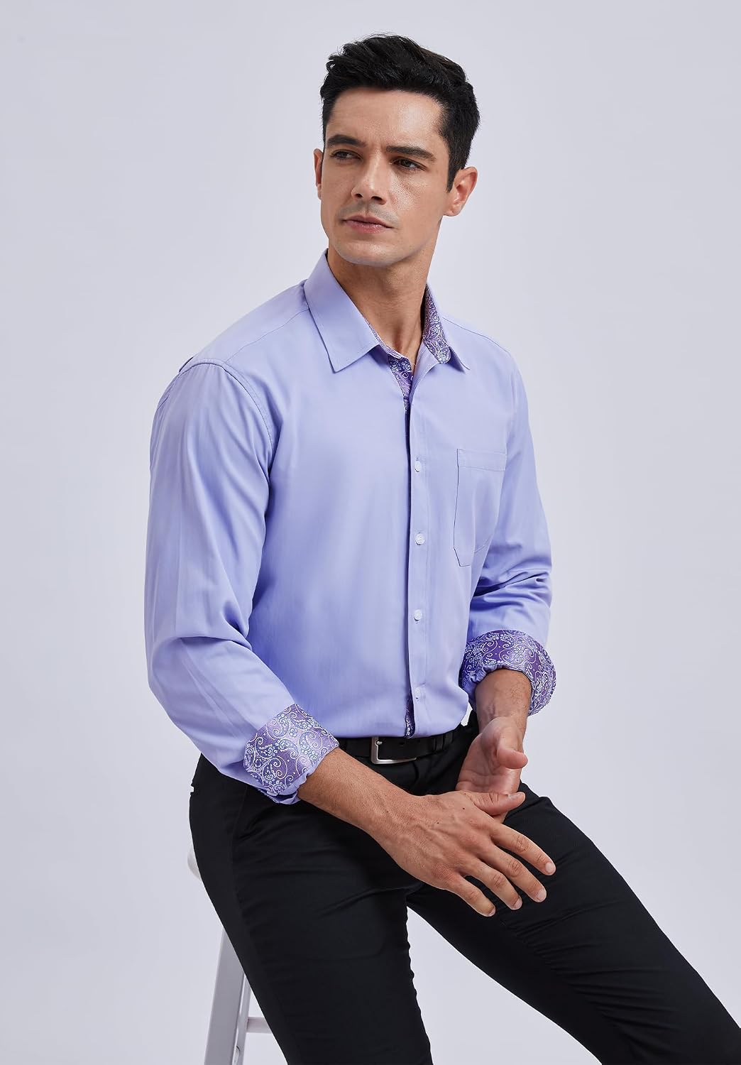 HISDERN Herren Hemd formelle Freizeithemd Businesshemden Freizeithemden Langarm Baumwolle Klassisch