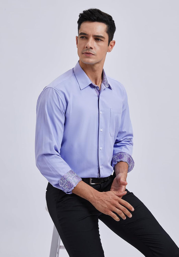 HISDERN Herren Hemd formelle Freizeithemd Businesshemden Freizeithemden Langarm Baumwolle Klassisch