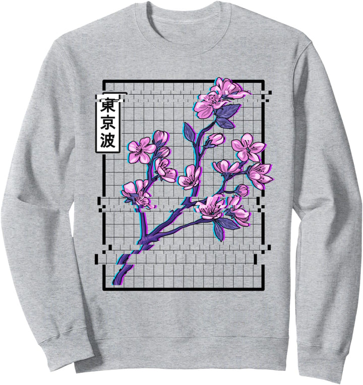 Cherry Blossom Glitch Pastell Japan Art Vaporwave Ästhetisch Sweatshirt