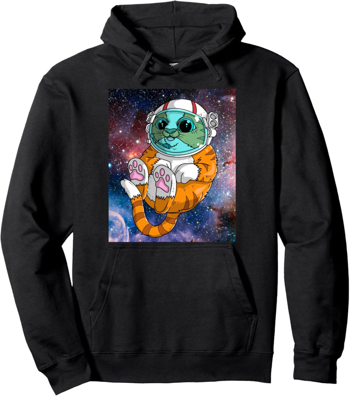 Nette Katze im Raum Kinder Männer Frauen Universum Pullover Hoodie