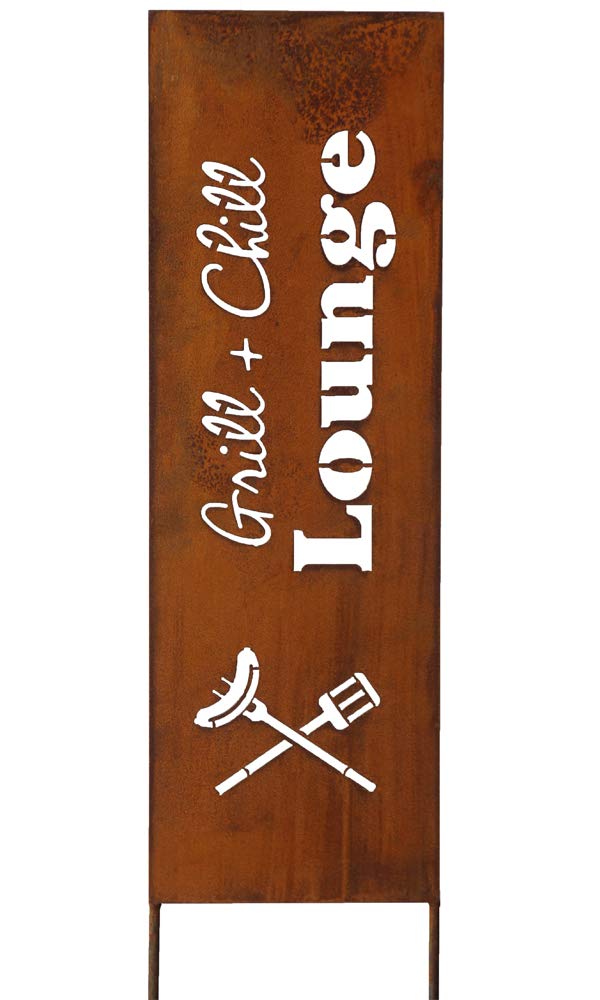 Schild Spruchtafel Gartenschild Edelrost rostige Gartendeko 115cm Edelrost (Grill & Chill), Grill &