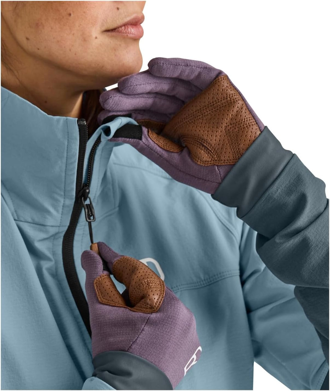 ORTOVOX Fleece Light Glove W - Leichter Fleece-Handschuh mit Smart-Finger und Leder-Handinnenseite f