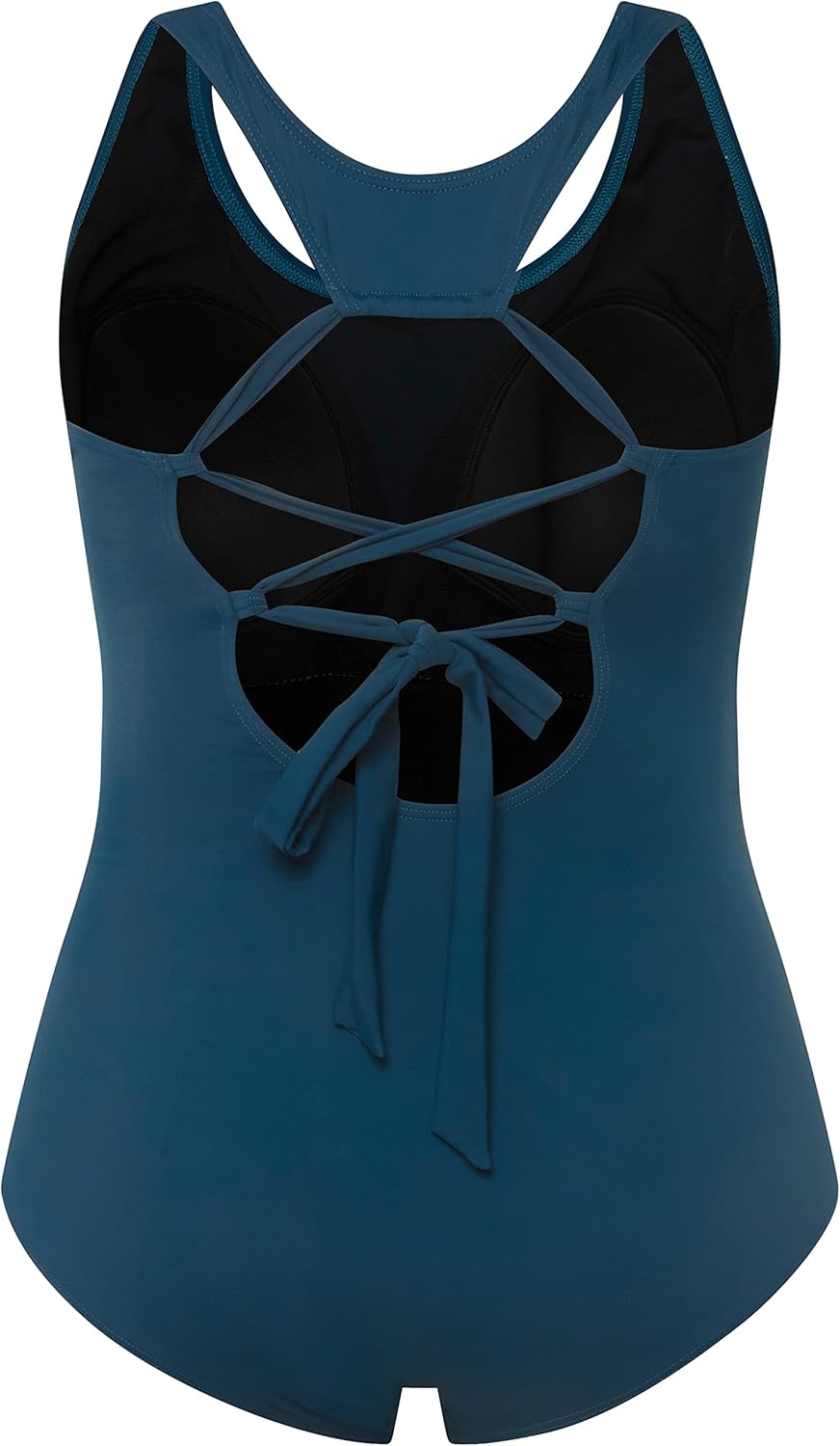 Ulla Popken Damen, Zierknoten, Softcups, Zierbänder Badeanzug, Dunkles Petrol