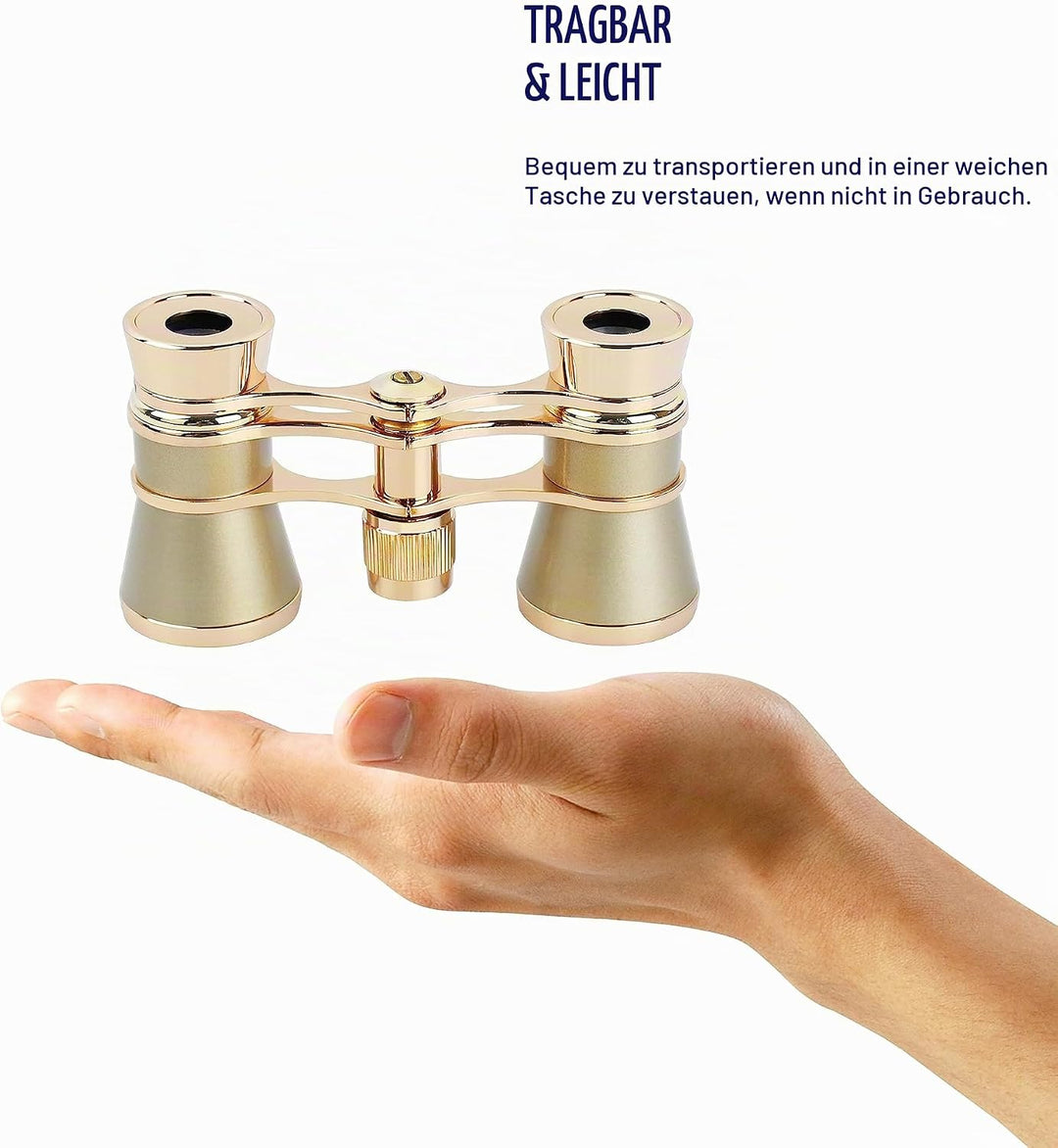 Aomekie 3x25 Opernglas Theaterglas Mini Klein Kompakt Feldstecher Fernglas mit Kette für Theater Kon
