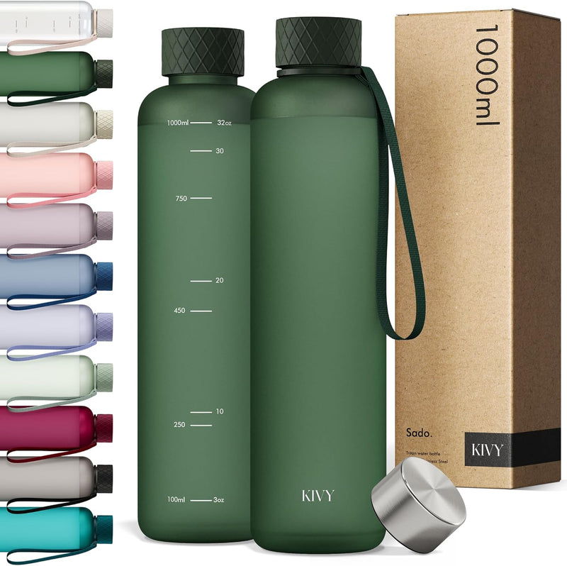 KIVY Trinkflasche 1l - Kohlensäure geeignet & Auslaufsicher - Für Sport, Schule & Büro - Sport Trink
