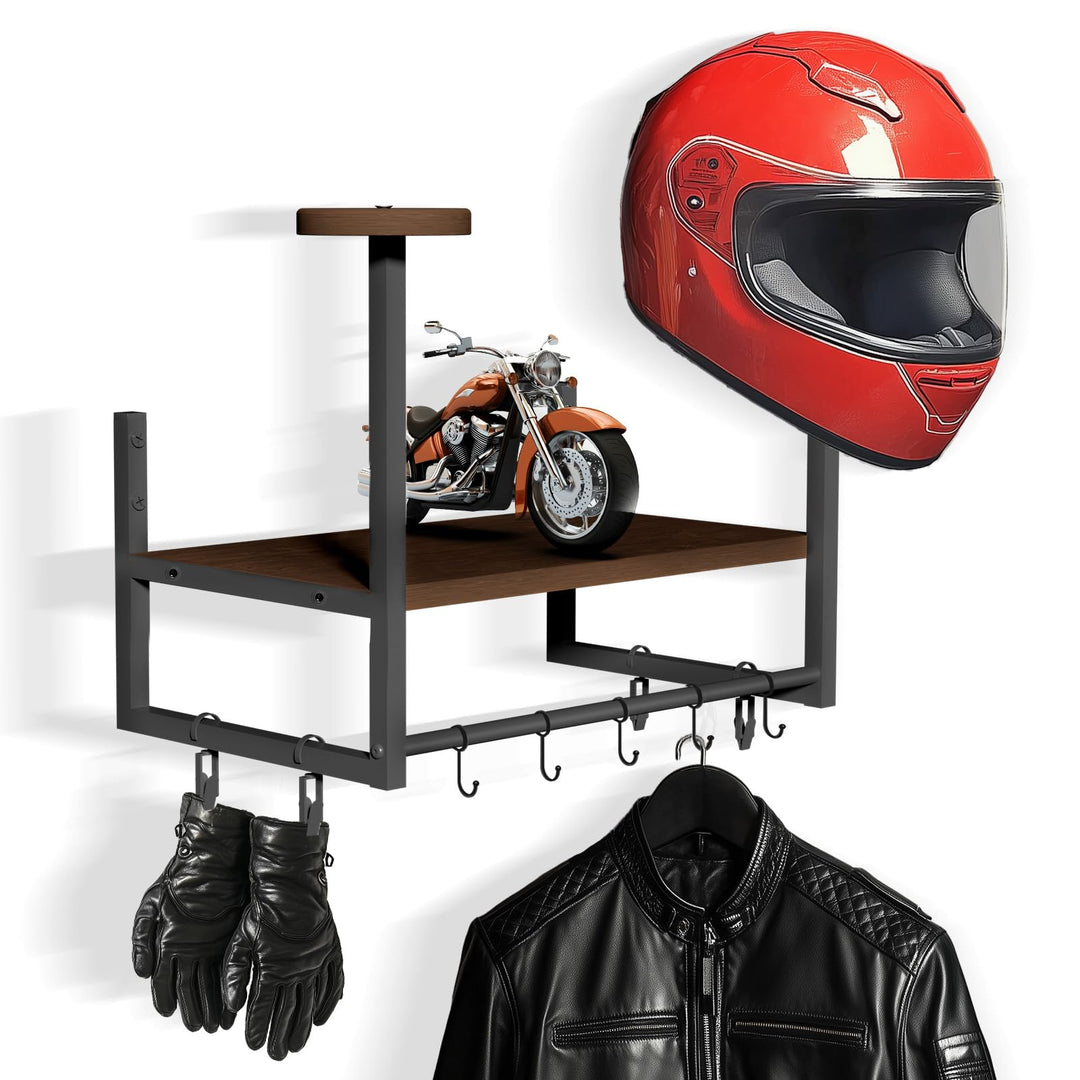 Helmhalter Wand Wandhalterun, Motorradhelmhalter Plattenständer Display Organizer mit 1 Holzschichtb