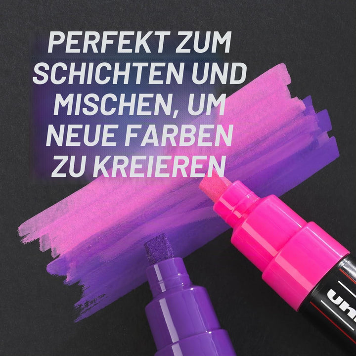 POSCA - Schwarz - Komplettset mit 7 Stiften (PC-17K, PC-8K, PC-5M, PC-3M, PC-1M, PC-1MR, PCF-350)
