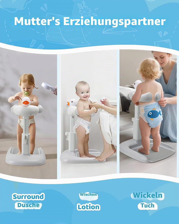 Höhenverstellbar Baby Badewanne Gestell mit Sitz: Stand Dusche with Seat für ab 6 Monate Kinder - An