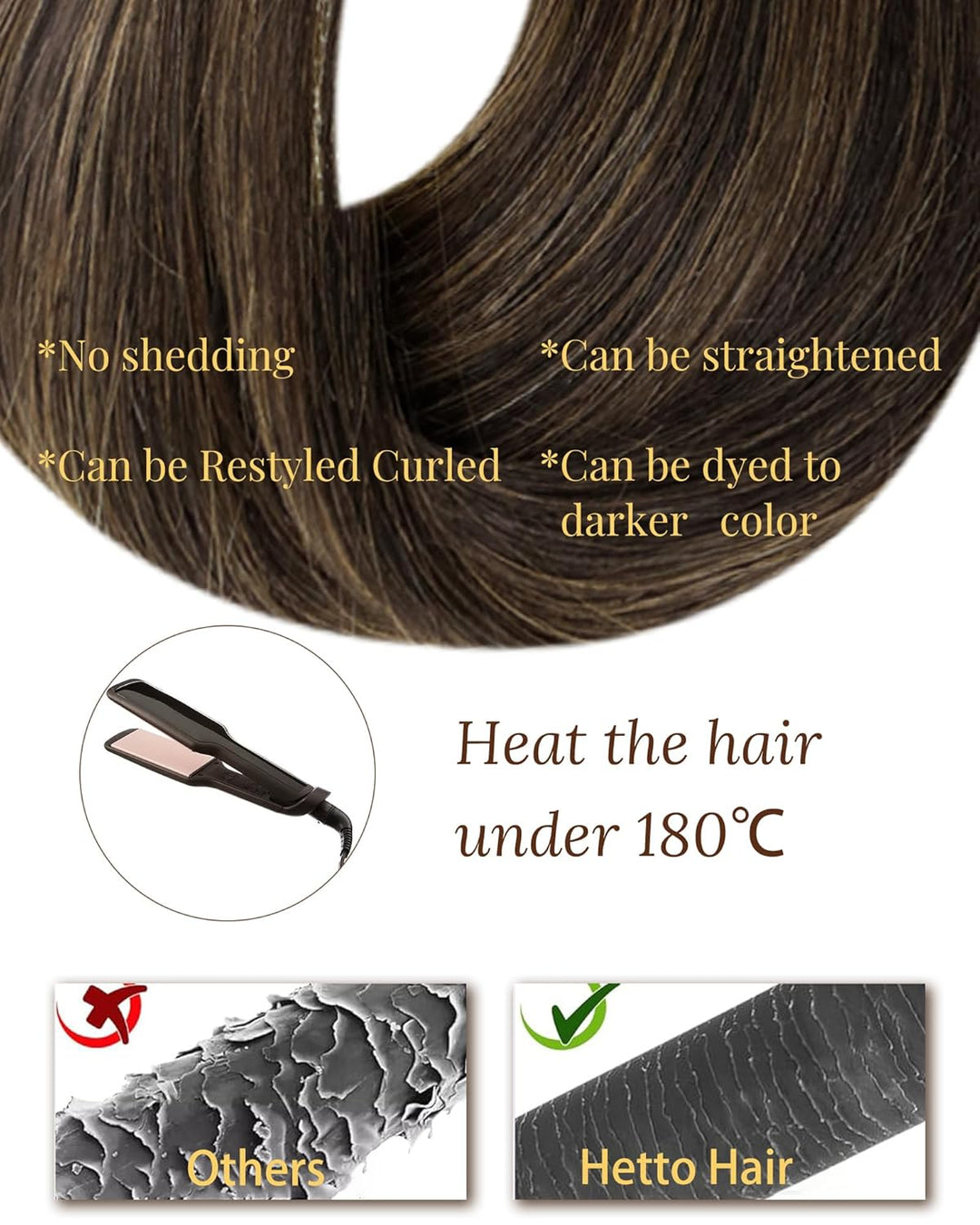 Hetto Tape in Extensions Dunkelstes Braun to Aschbraun Tape in Echthaar Extensions Remy Tape in Exte