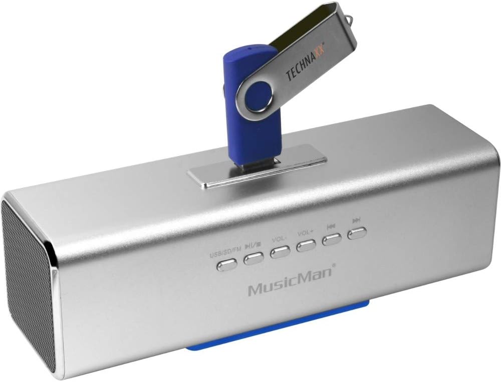 MusicMan MA Lautsprecher (MP3-Player, Soundstation & Radio, USB, Line-In) silber silber ohne Display