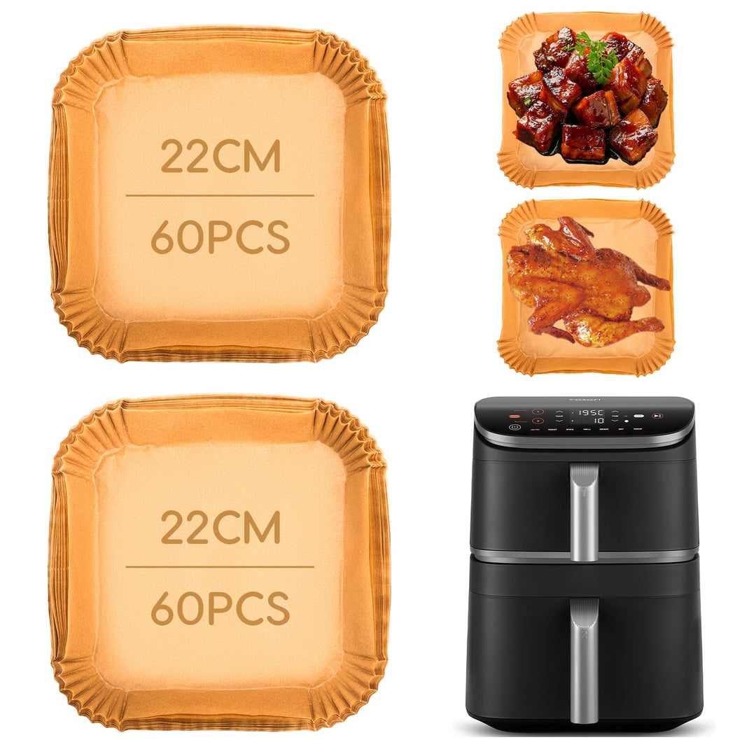 120 Stück Backpapier für HeissLuftfritteuse Cosori Turbo Tower Pro Smart 10,8L , Airfryer Backpapier