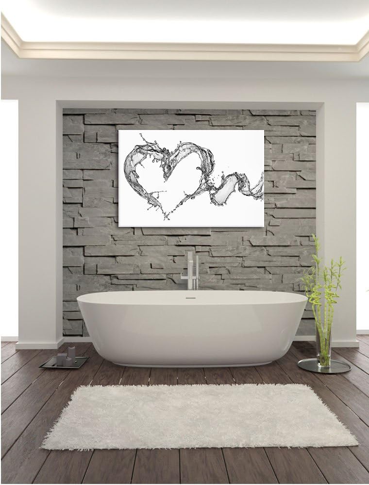 Pixxprint Monocrome, Herz aus Wasser, Format: 100x70 auf Leinwand, 100x70