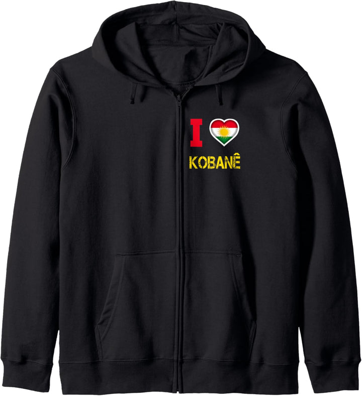 Kobani, Kobane, Kurdisch, Kurd-Symbol, Kurdistan-Flagge. Kapuzenjacke