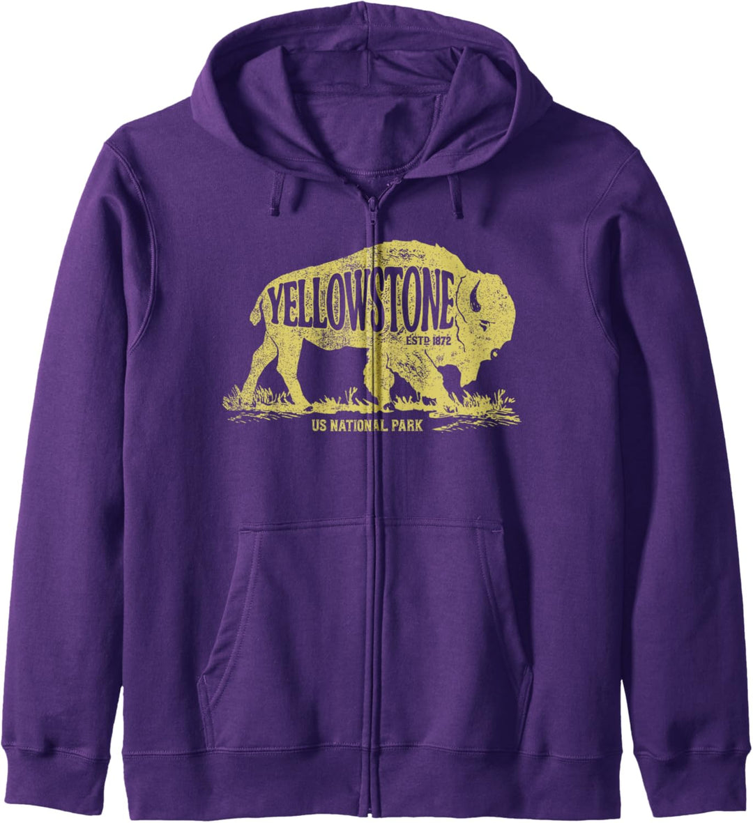 Yellowstone National Park T-Shirt US Bison Buffalo Vintage Kapuzenjacke