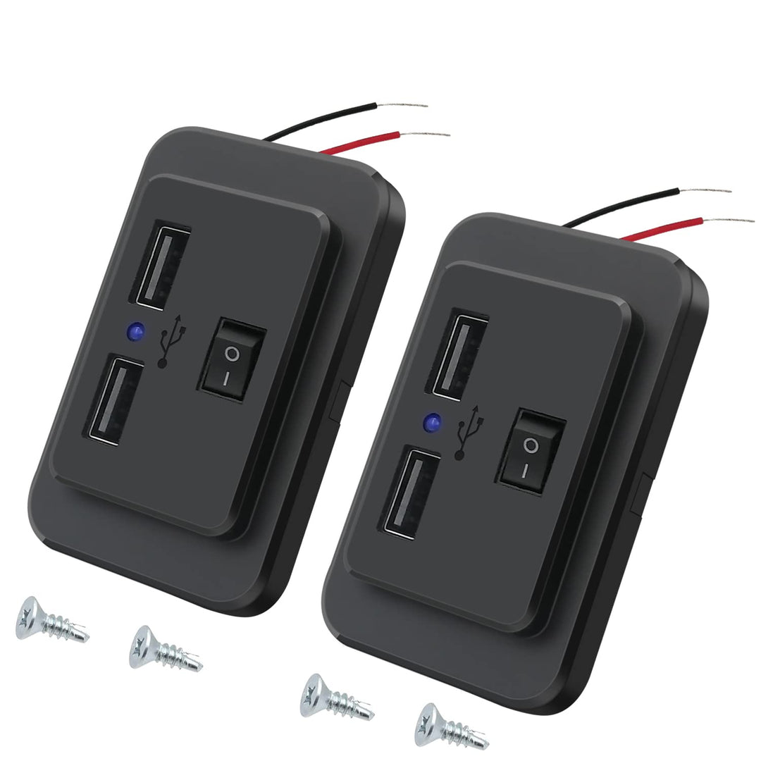 2 Stück Kfz-Ladegerätestecker, Dual USB, 4,8 A, mit Schalter, 12 V/24 V, USB-Bedienfeld, Schnelllade