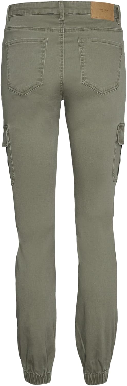 VERO MODA Damen Jeans Hose Stretch Denim Jogger Pants Cargo Stoffhose VMIVY XS / 32L Grün-2, XS / 32
