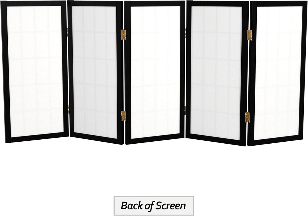 Orientalisches Möbel, 60 cm Hoher Fensterschirm Shoji – Schwarz – 5 Paneele 5 Panel Schwarz, 5 Panel
