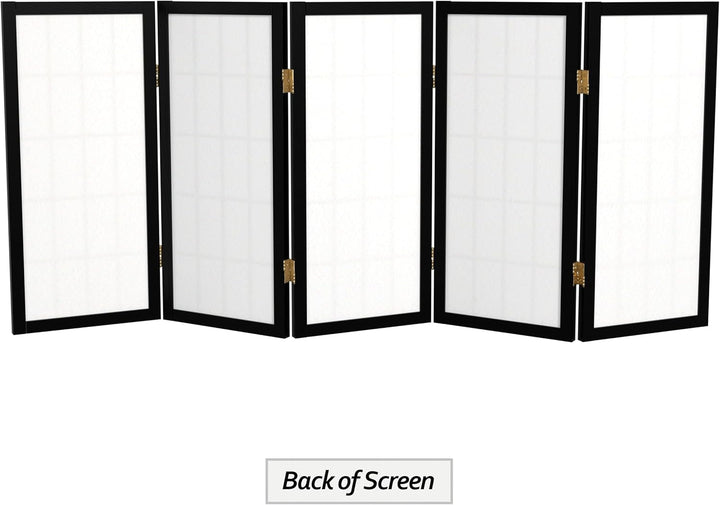 Orientalisches Möbel, 60 cm Hoher Fensterschirm Shoji – Schwarz – 5 Paneele 5 Panel Schwarz, 5 Panel