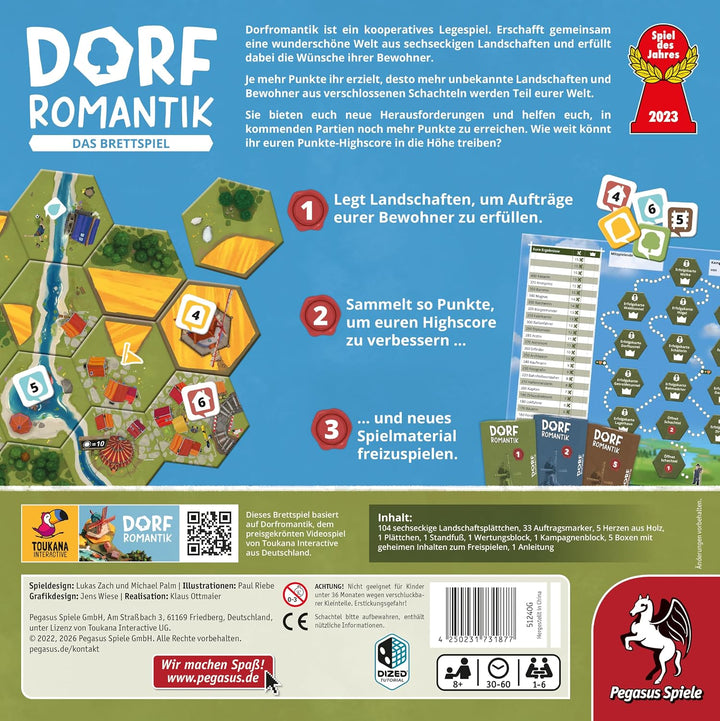 Pegasus Spiele 51240G Dorfromantik *Spiel des Jahres 2023* Brettspiele Pegasus Spiele 51240G Single,