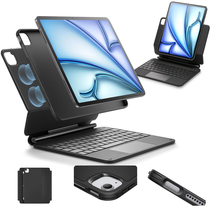 ESR Keyboard Hülle, für iPad Air 11 Zoll(M2 2024), iPad Pro 11/Air 6/5/4, Magnetischer Ständer, Fede