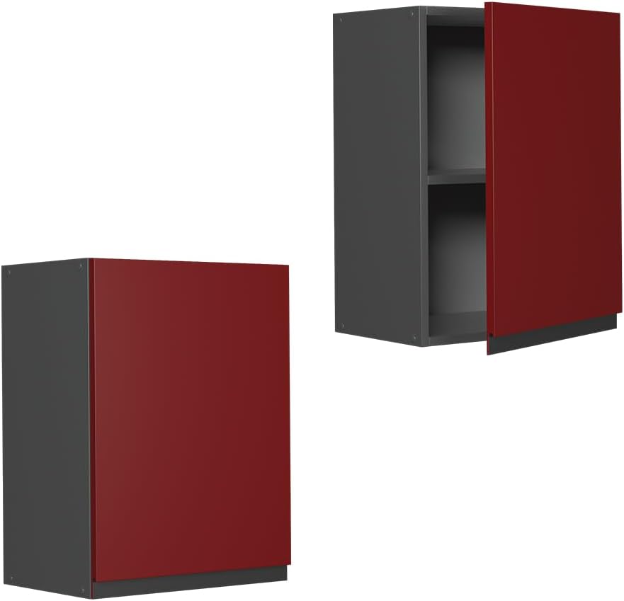 Vicco Hängeschrank R-Line, Rot/Anthrazit, 45 cm J-Shape Rot Hängeschrank 45 cm, Rot Hängeschrank 45