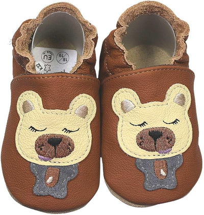 HOBEA-Germany Krabbelschuhe für Jungs und Mädchen in verschiedenen Designs 24/25 EU Bär Braun, 24/25