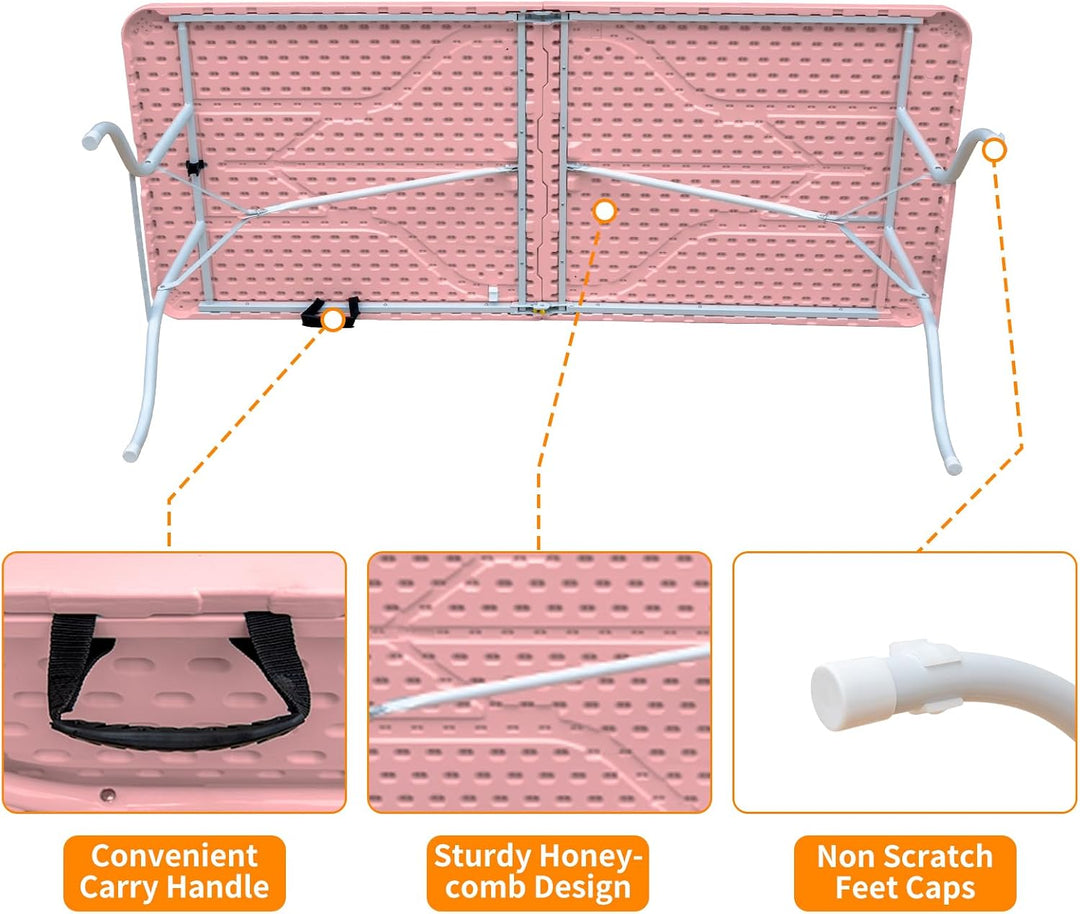 Anself 180cm Portable Heavy Duty Folding Table with Handle, Foldable Table, Multi-Functional Fold up