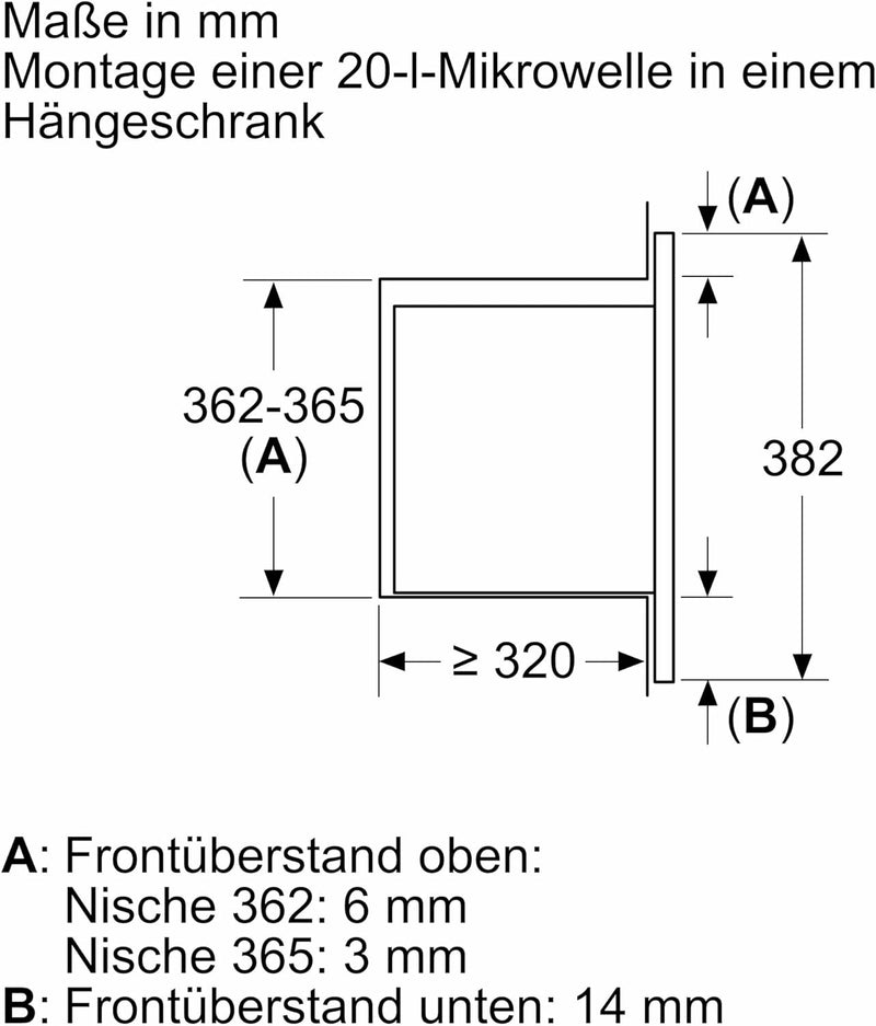 Bosch BFL523MB3 Serie 2 Einbau-Mikrowelle, 38 x 50 cm, 800 W, Drehteller 27 cm, Türanschlag Links, A